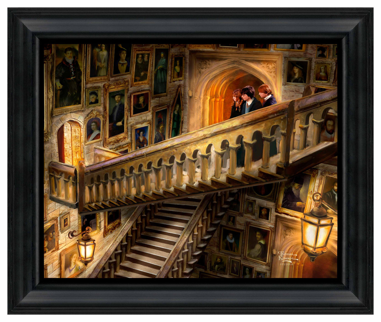 Harry Potter™ Grand Staircase - 19.5" x 23.5" Brushstroke Vignette (Satin Black Frame) (Copy)