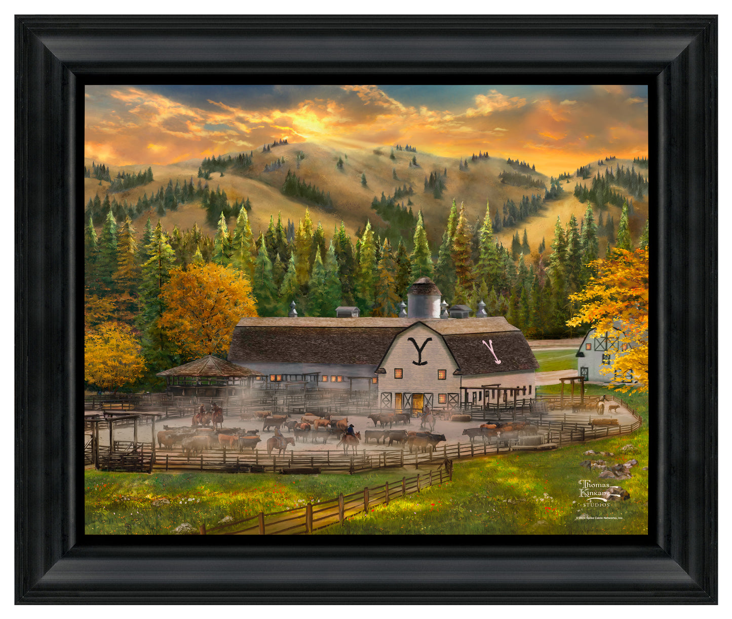 Yellowstone - End of a Long Day - 16" x 20" Brushstroke Vignette (Satin Black Frame)