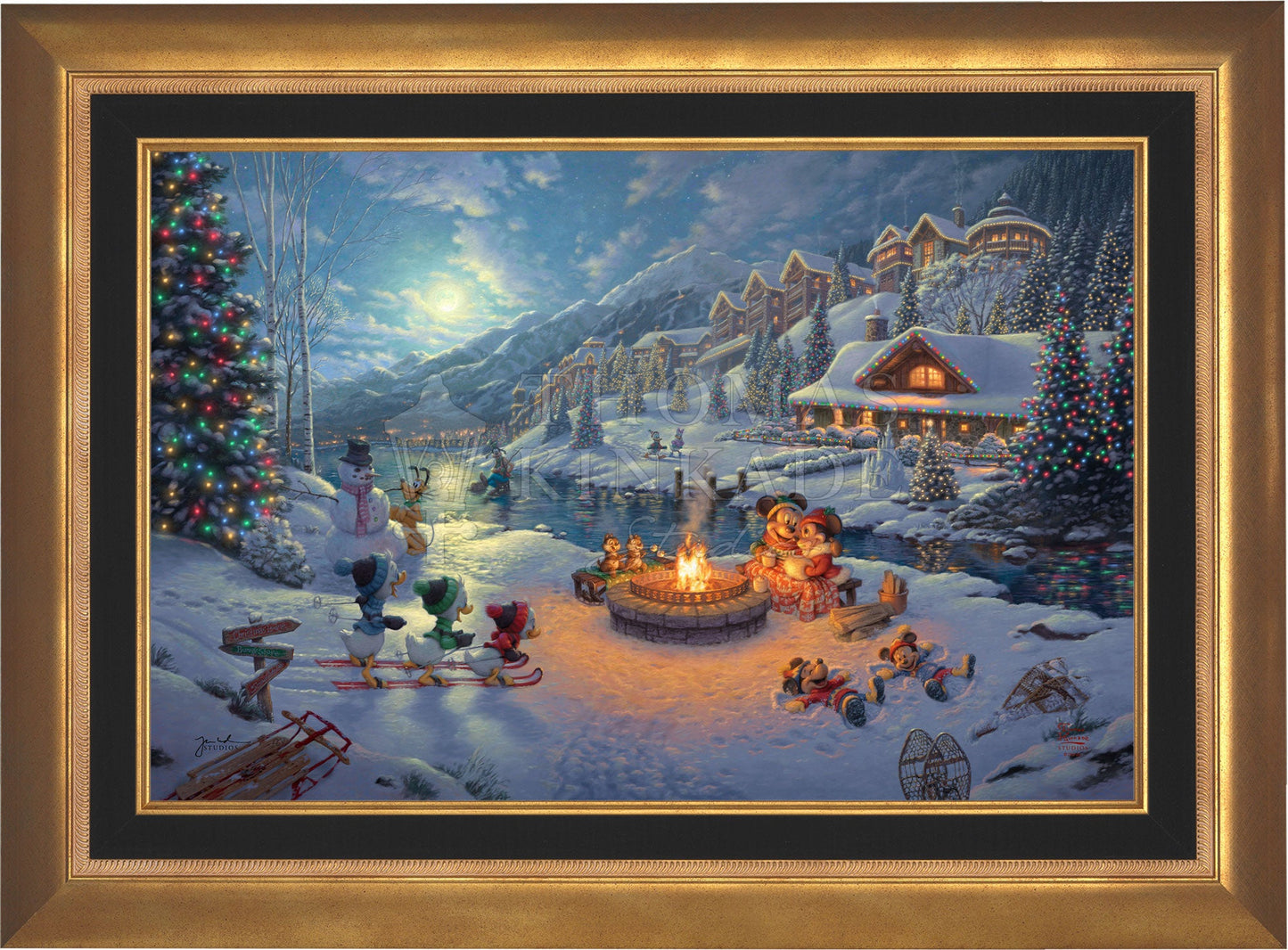 Disney Mickey and Minnie Christmas Lodge - Framed Limited Edition Canvas (JE - Jewel Edition) - 28.5" x 37.5"