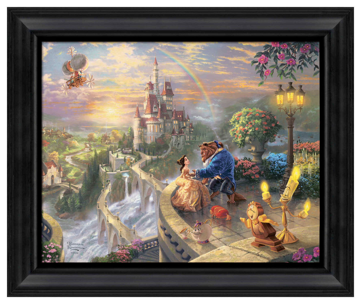 Disney Beauty and the Beast Falling in Love - 19.5" x 23.5" Disney Vignette (Satin Black Frame)