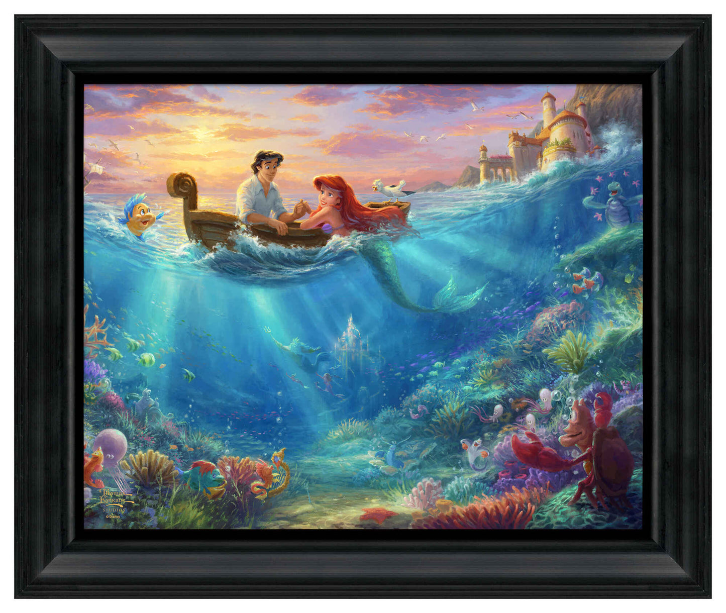 Disney The Little Mermaid Falling in Love - 19.5" x 23.5" Disney Vignette (Satin Black Frame)