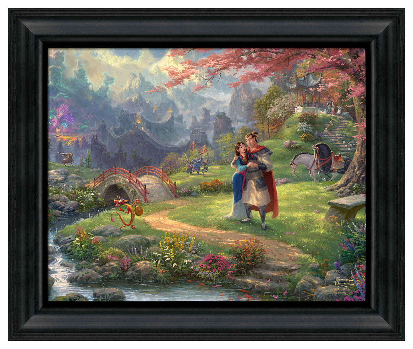 Disney Mulan Blossoms in Love - 19.5" x 23.5" Disney Vignette (Satin Black Frame)