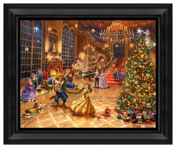 Disney Beauty and the Beast Christmas Celebration - 19.5" x 23.5" Disney Vignette (Satin Black Frame)