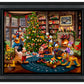 Disney Mickey and Minnie Trimming the Tree  - 19.5" x 23.5" Disney Vignette (Satin Black Frame)