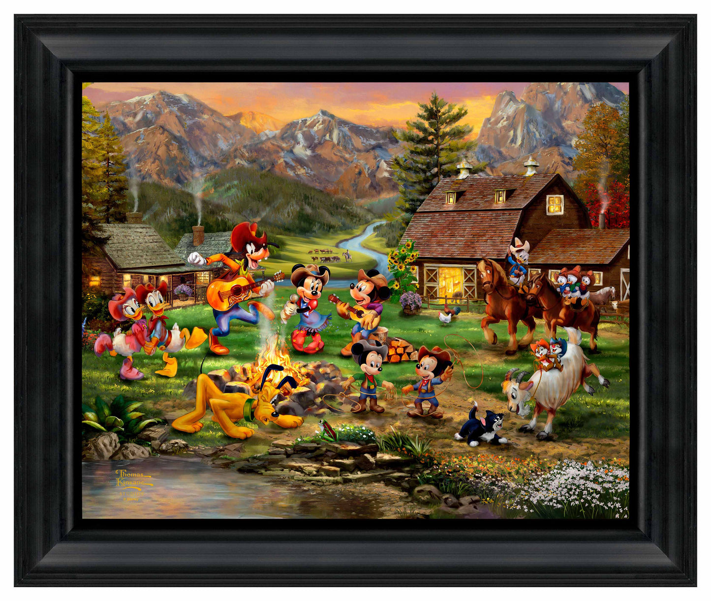 Disney Mickey and Minnie Rocky Mountain Round-Up - 19"x23.5" Disney Vignette (Satin Black Frame)