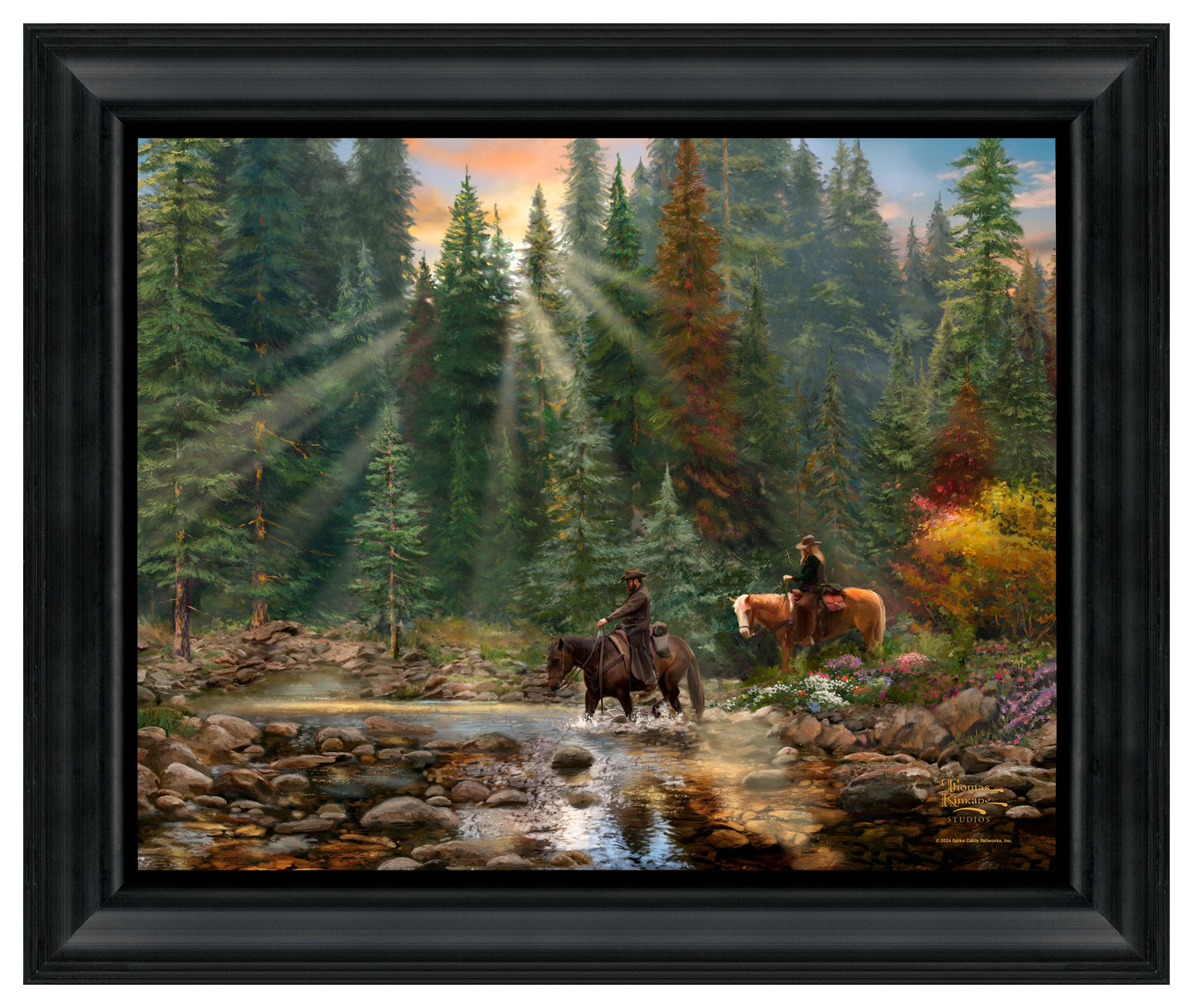 Yellowstone - The Crossing - 16" x 20" Brushstroke Vignette (Satin Black Frame)