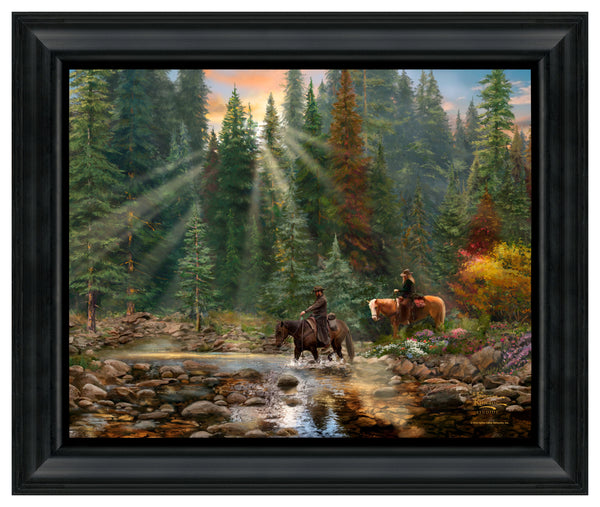 Yellowstone - The Crossing - 16" x 20" Brushstroke Vignette (Satin Black Frame)