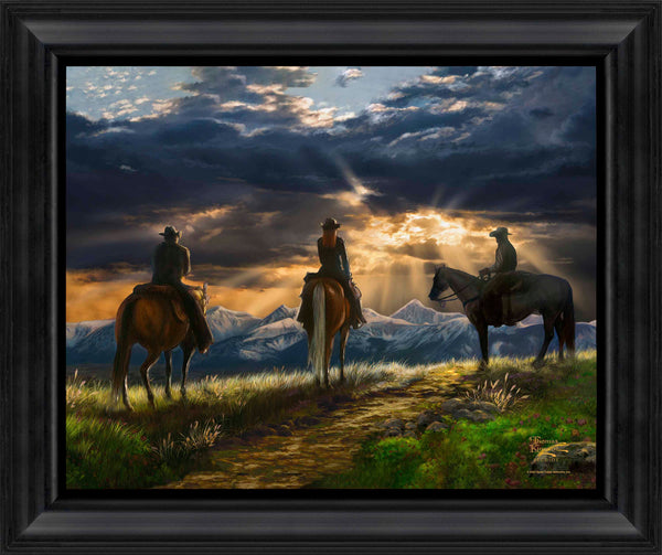 Yellowstone - Under the Big Sky - 16" x 20" Brushstroke Vignette (Satin Black Frame)