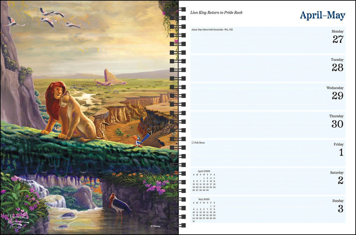 Disney Dreams Collection by Thomas Kinkade Studios 2026 Engagement Calendar