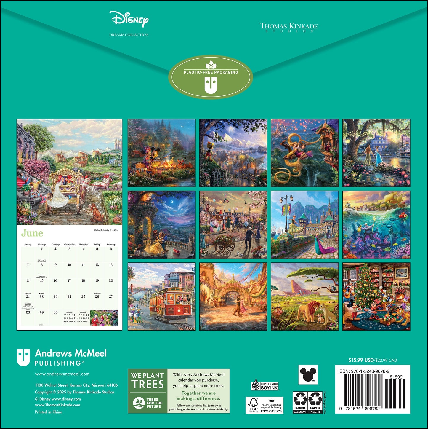 Disney Dreams Collection by Thomas Kinkade Studios 2026 Wall Calendar