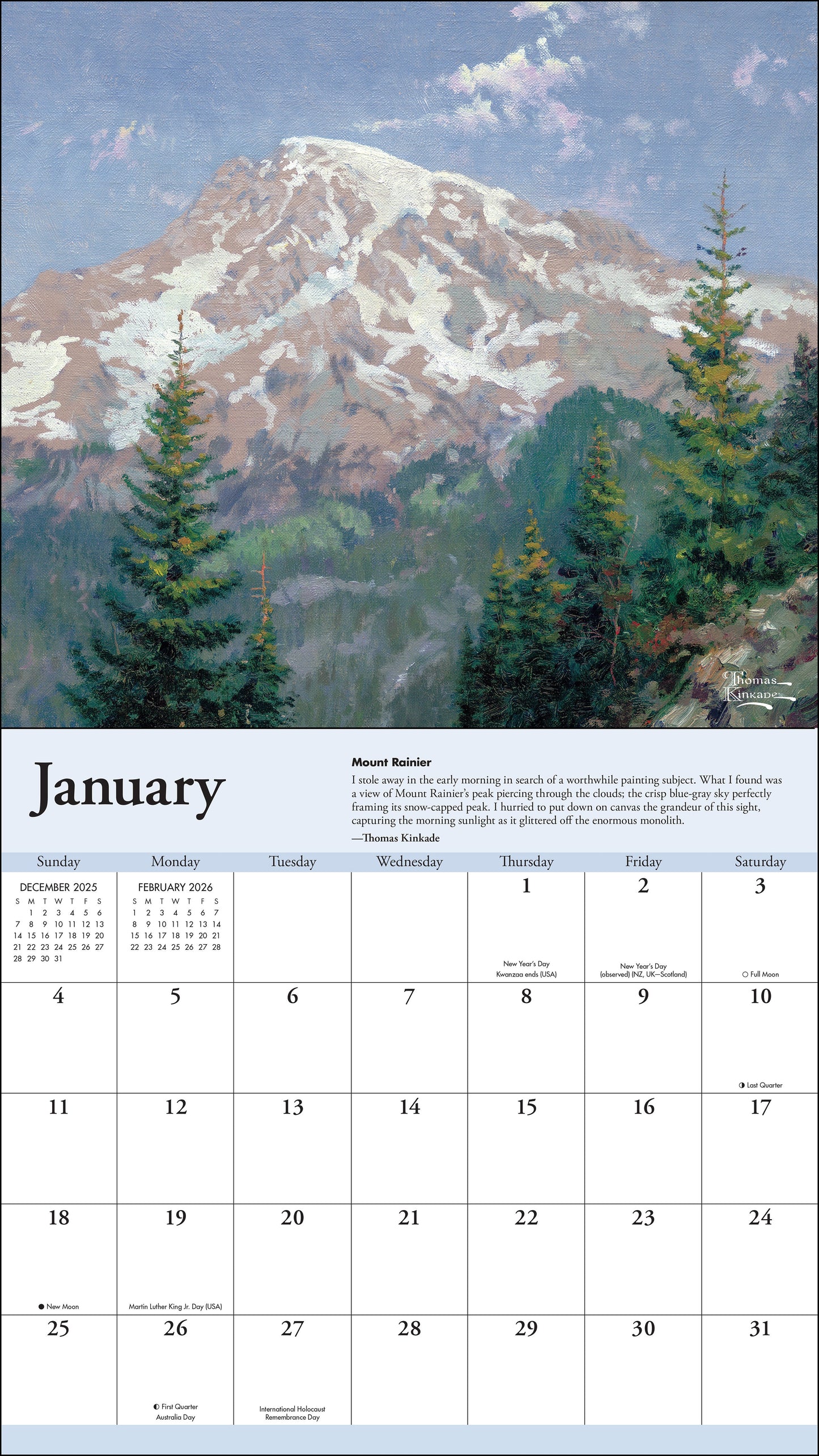 Thomas Kinkade Travels 2026 Deluxe Wall Calendar