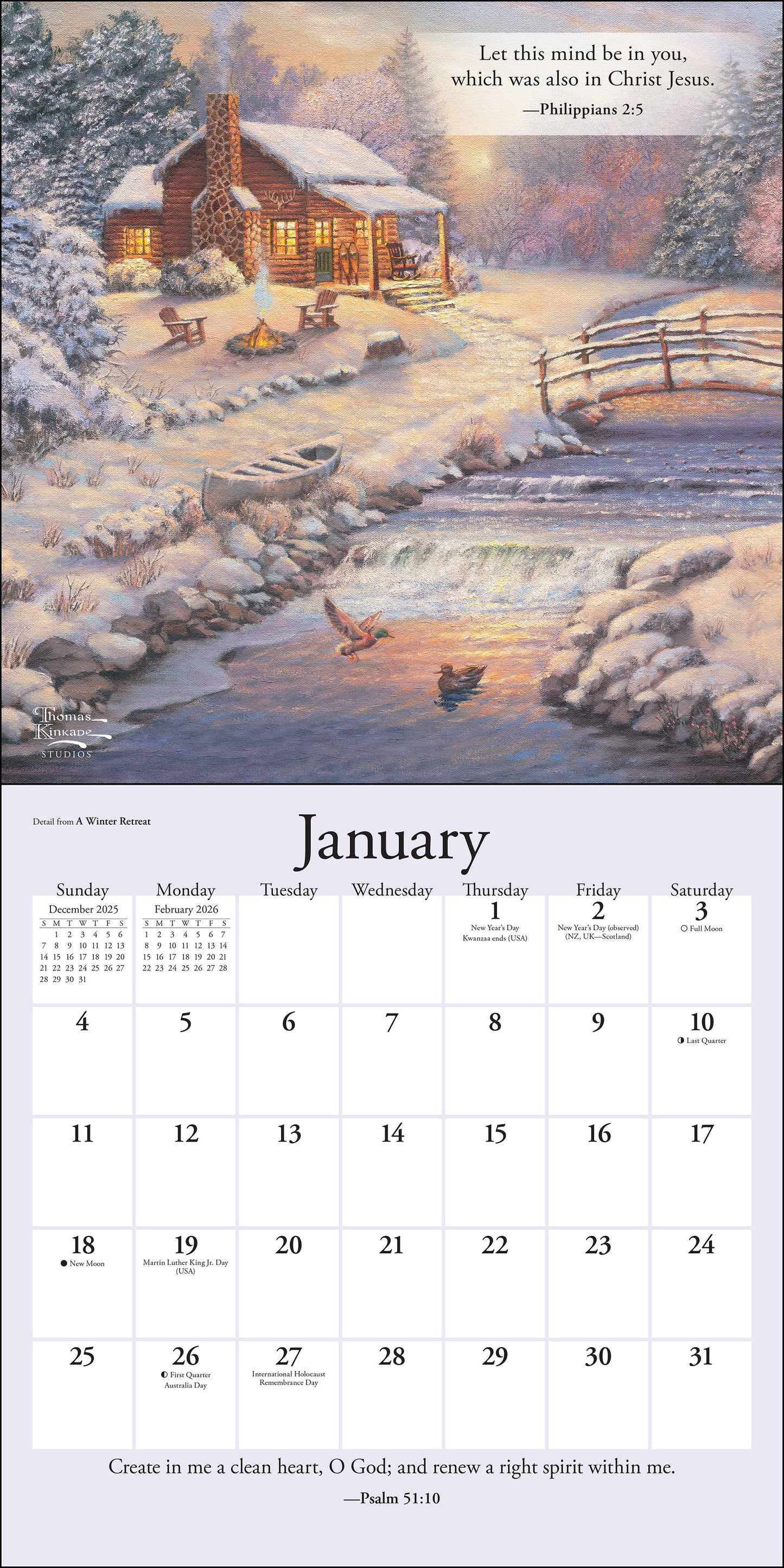 Thomas Kinkade Gardens of Grace 2026 Wall Calendar with Scripture