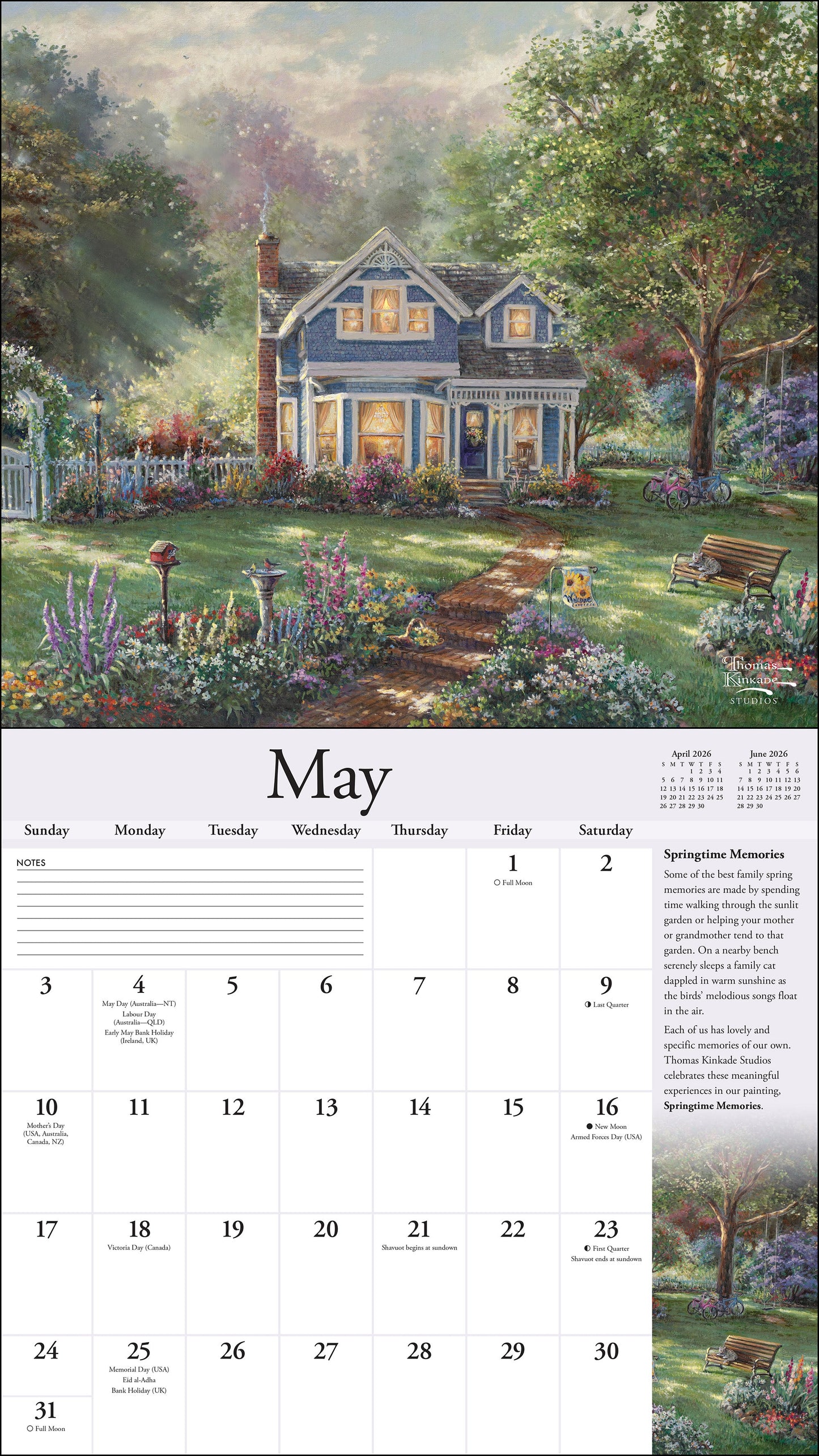 Thomas Kinkade Special Collector's Edition 2026 Deluxe Wall Calendar with Print