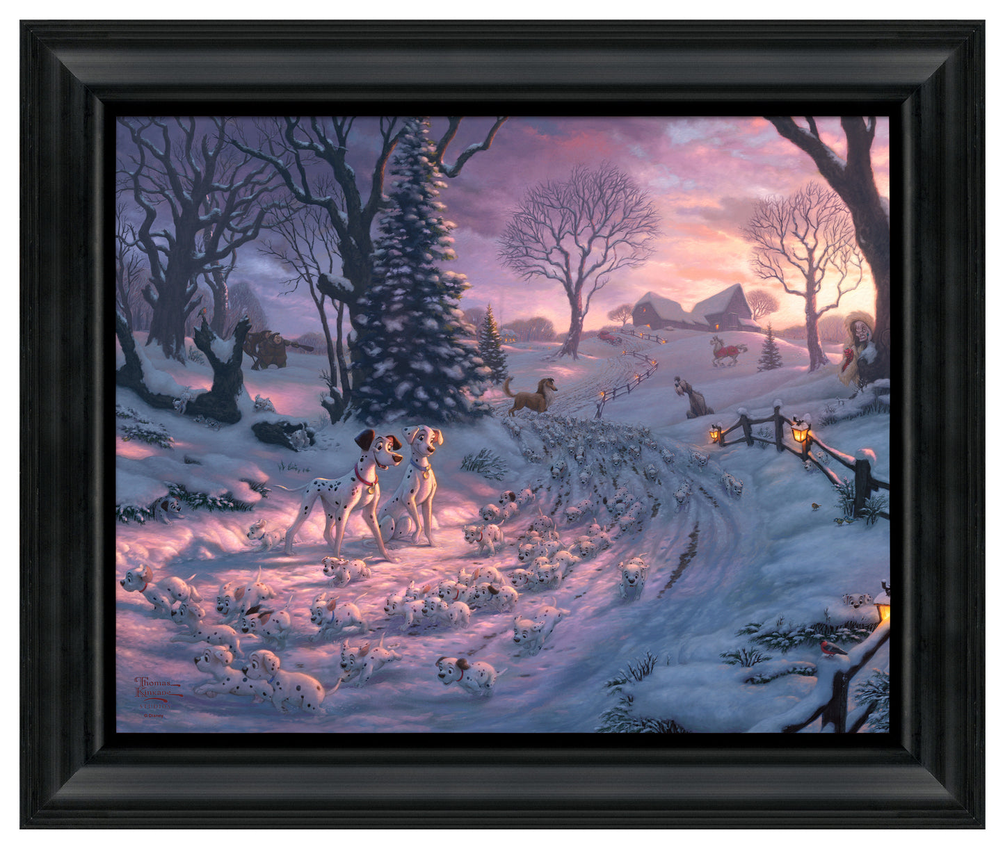 Disney 101 Dalmatians on the Run  - 19.5" x 23.5" Disney Vignette (Satin Black Frame)