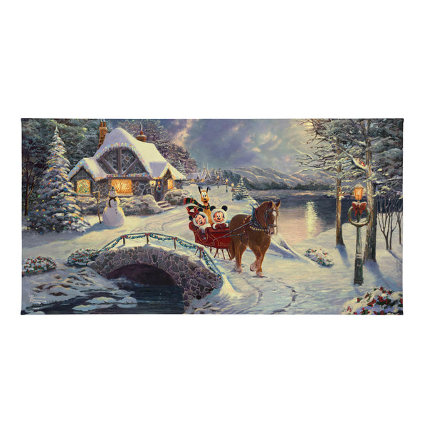 Disney Mickey and Minnie Evening Sleigh Ride - 16" x 31" Gallery Wrapped Canvas