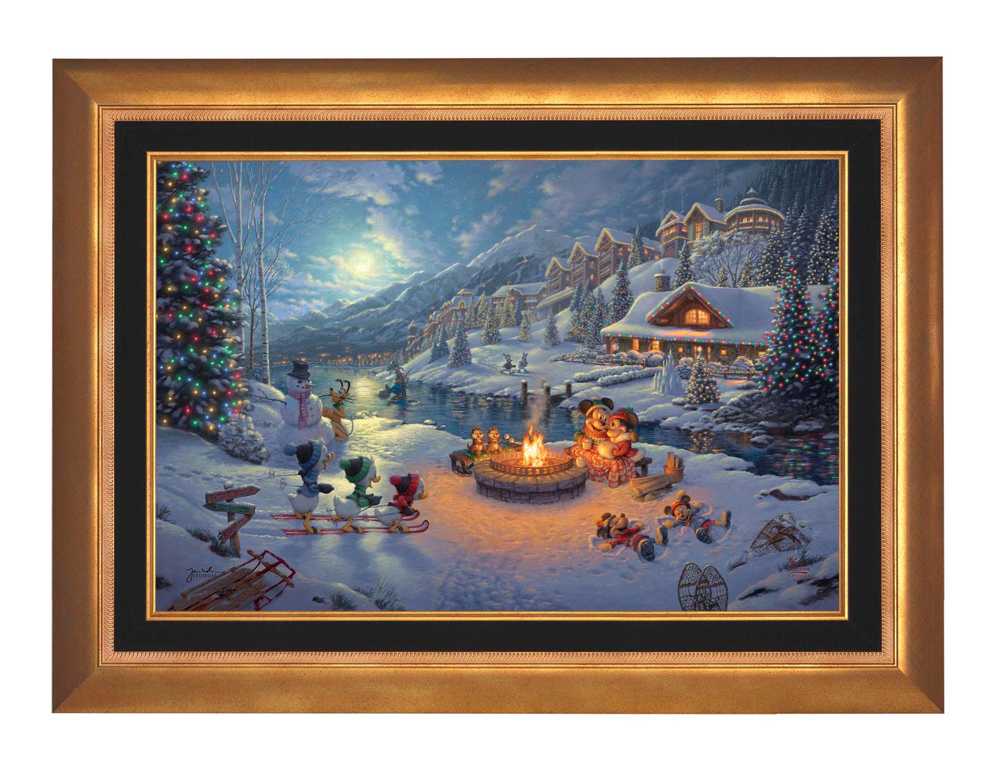 Disney Mickey and Minnie Christmas Lodge - Framed Limited Edition Canvas (JE - Jewel Edition) - 28.5" x 37.5"