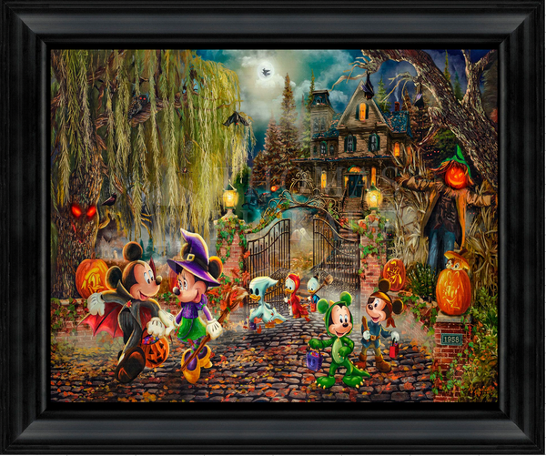 Disney Mickey and Minnie Halloween Fun - 19.5" x 23.5" Disney Vignette (Satin Black Frame)
