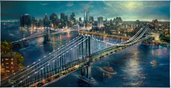 Moonlight Over Manhattan - 16" x 31" Gallery Wrapped Canvas