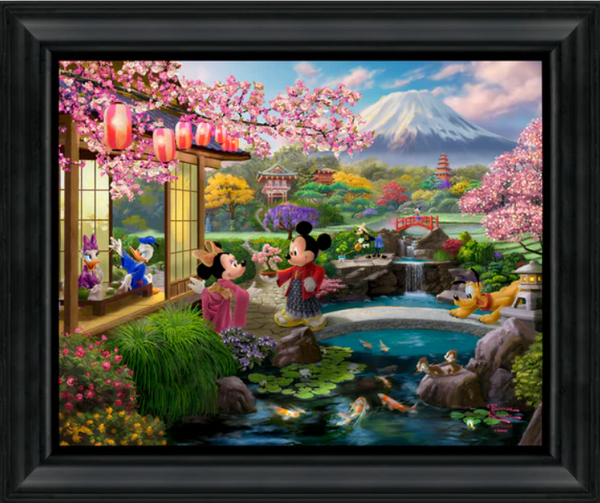 Disney Mickey and Minnie in Japan  - 19.5" x 23.5" Disney Vignette (Satin Black Frame)