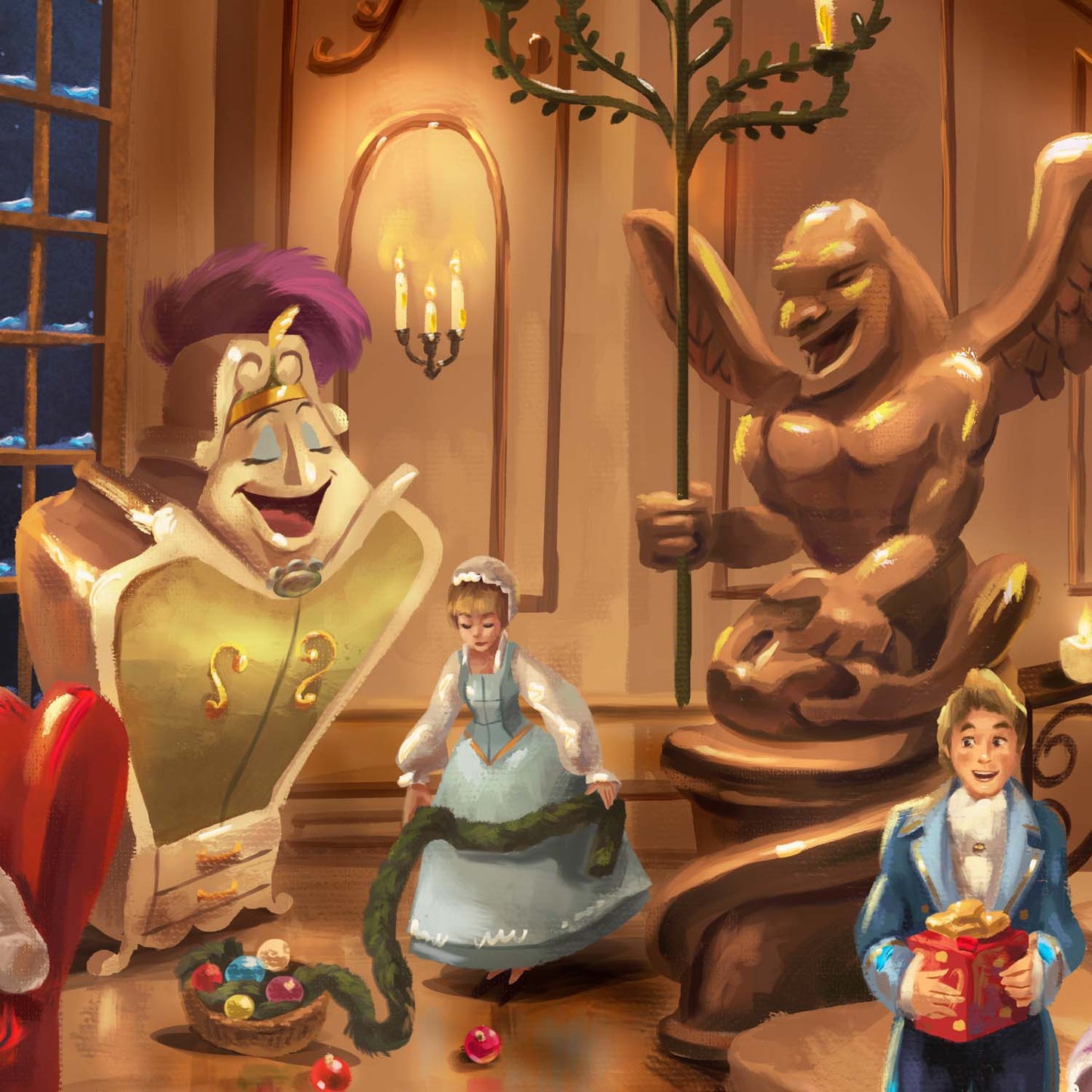Disney Beauty and the Beast Christmas Celebration - Limited Edition Canvas (PP - Publisher Proof) - 28" x 37"