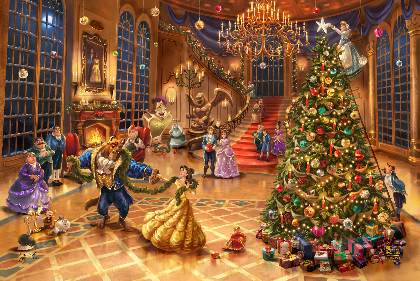 Disney Beauty and the Beast Christmas Celebration - Limited Edition Canvas (PP - Publisher Proof) - 28" x 37"