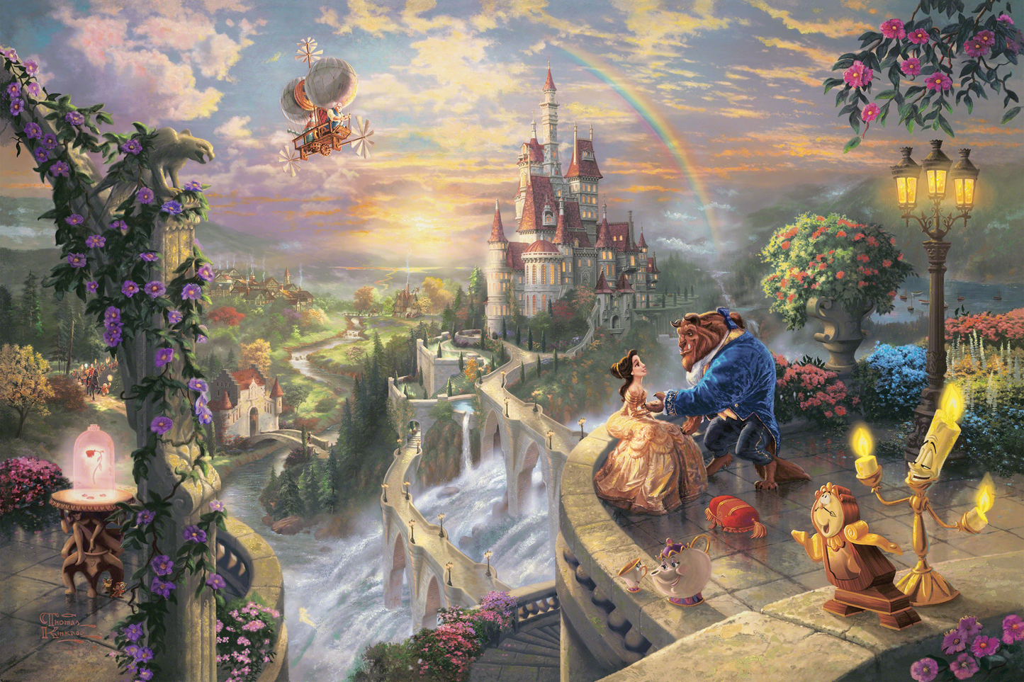 Disney Beauty and the Beast Falling In Love - Framed Limited Edition Canvas (JE - Jewel Edition) - 38" x 52"