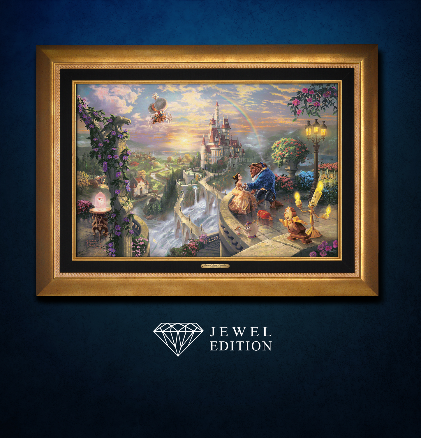 Disney Beauty and the Beast Falling In Love - Framed Limited Edition Canvas (JE - Jewel Edition) - 38" x 52"