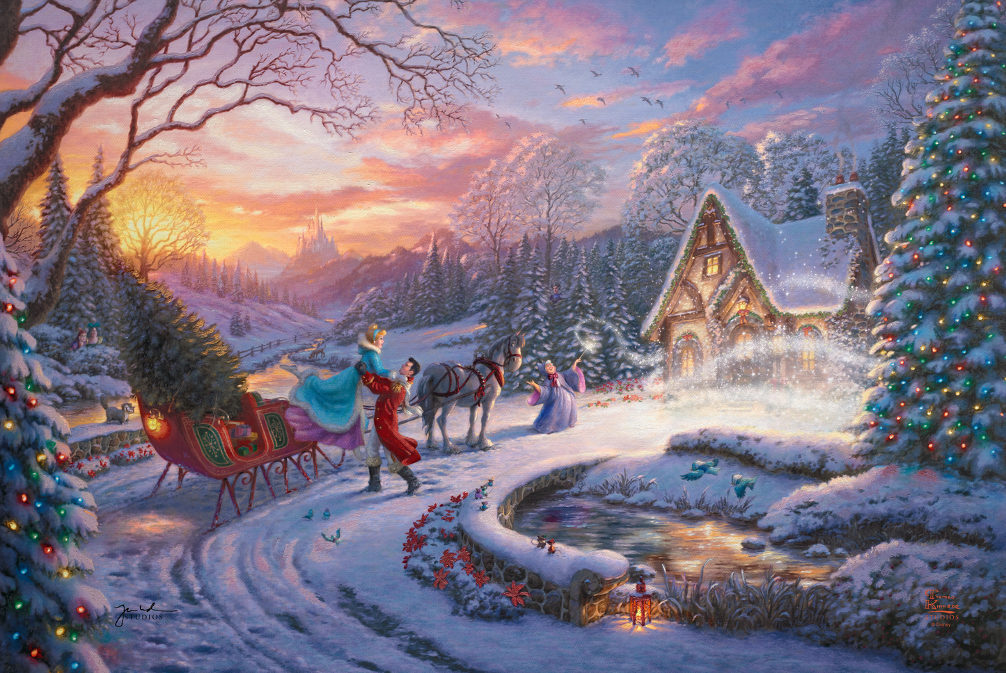 Disney Cinderella Bringing Home the Tree - Framed Limited Edition Canvas (JE - Jewel Edition) - 34" x 46"
