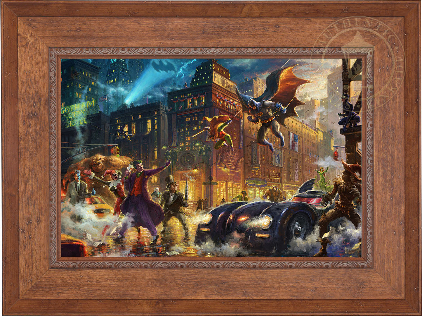 The Dark Knight™ Saves Gotham City™ - Framed Limited Edition Canvas (SN - Standard Number) - 27.5" x 36.5"