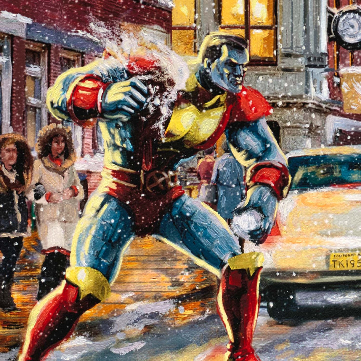 Deadpool - Snow Day - 19.5" x 23.5" Brushstroke Vignette (Satin Black Frame)