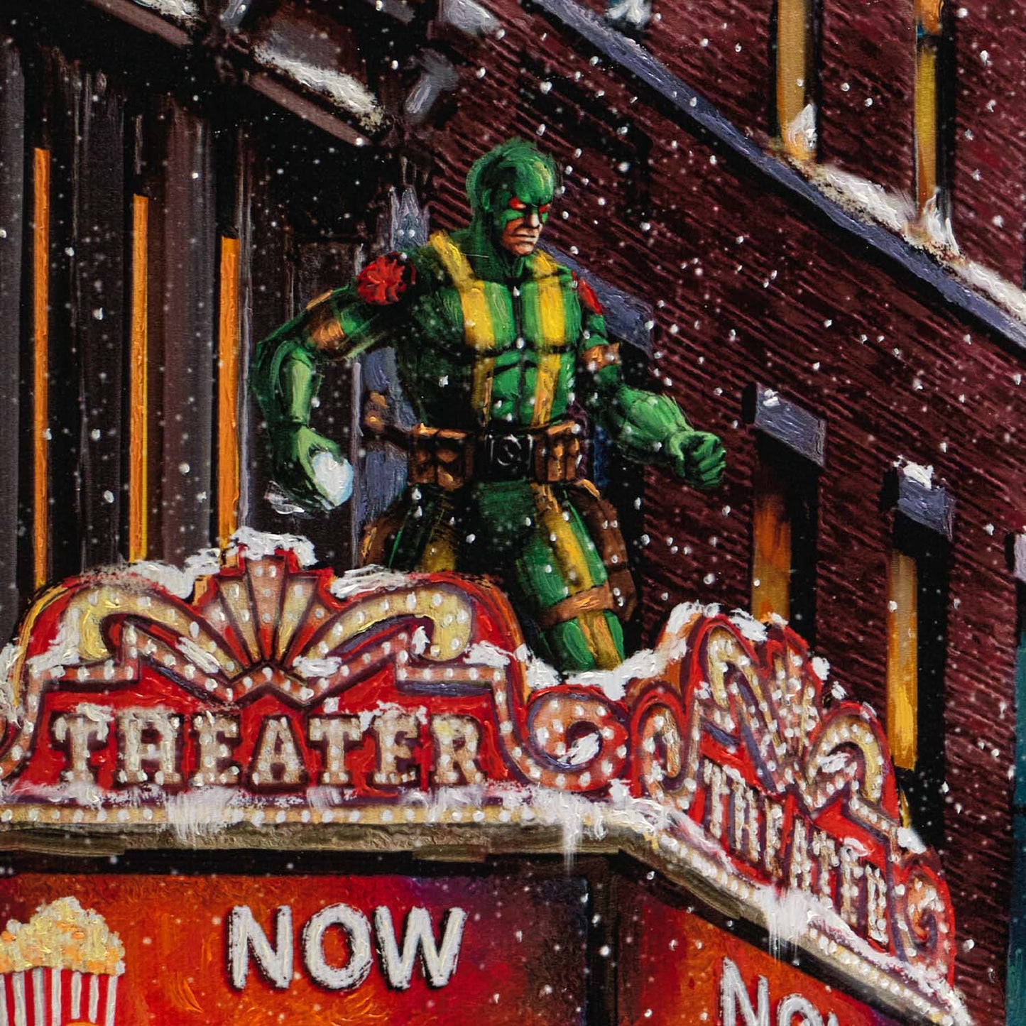 Deadpool - Snow Day - 19.5" x 23.5" Brushstroke Vignette (Satin Black Frame)