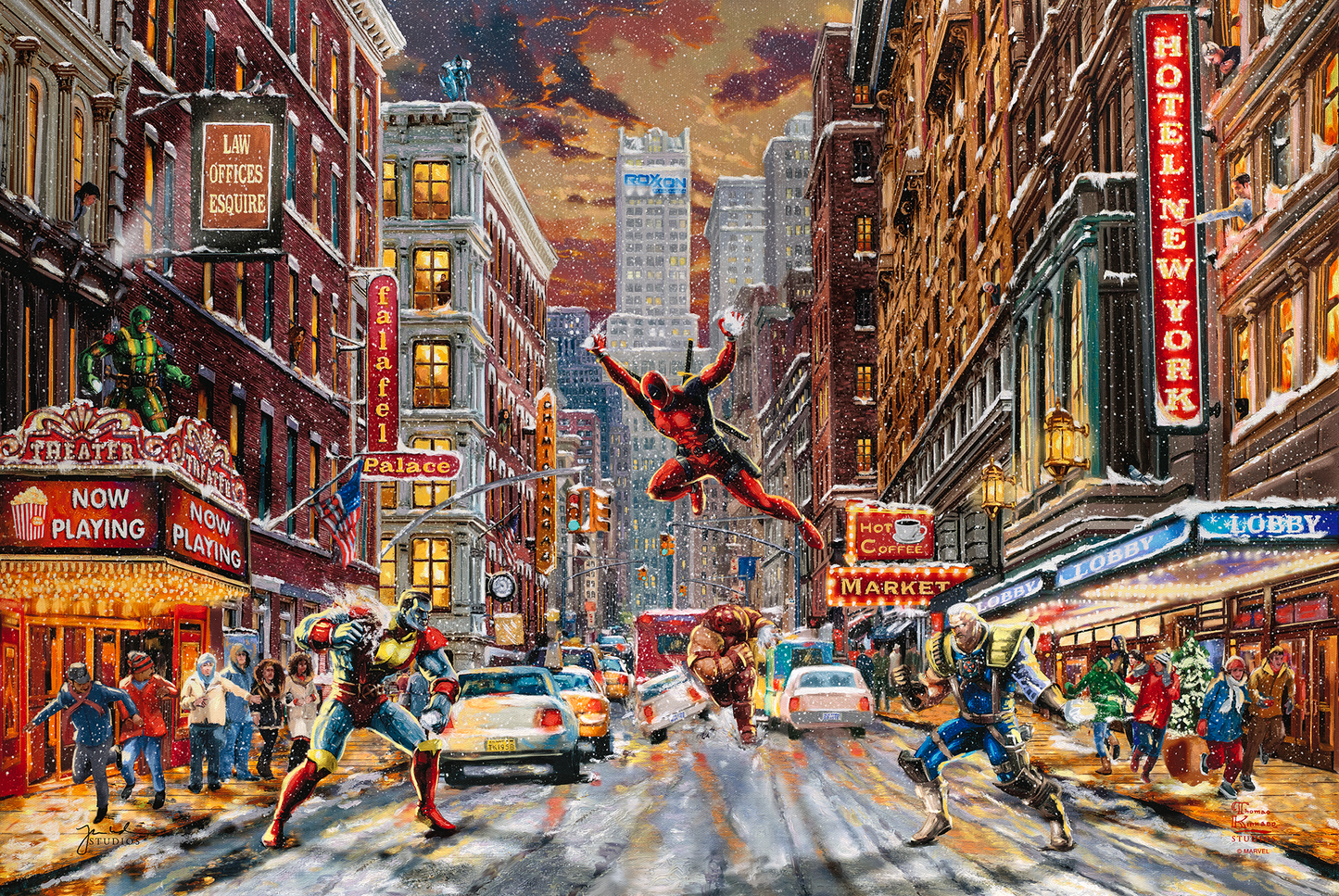 Deadpool - Snow Day - 19.5" x 23.5" Brushstroke Vignette (Satin Black Frame)