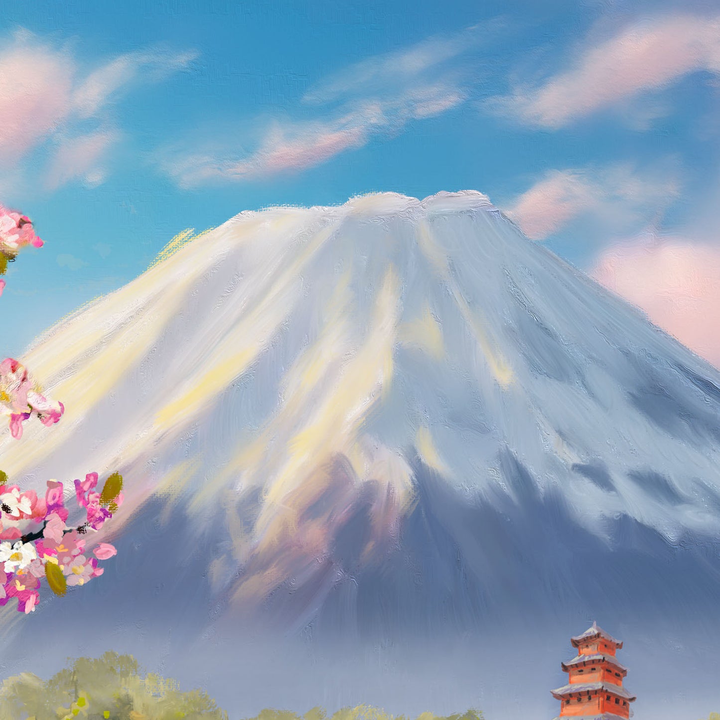 Disney Mickey and Minnie in Japan  - 19.5" x 23.5" Disney Vignette (Satin Black Frame)