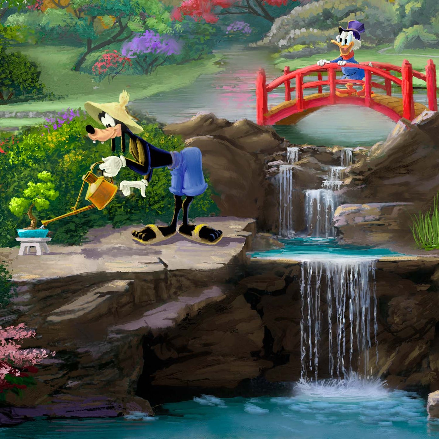 Disney Mickey and Minnie in Japan  - 19.5" x 23.5" Disney Vignette (Satin Black Frame)