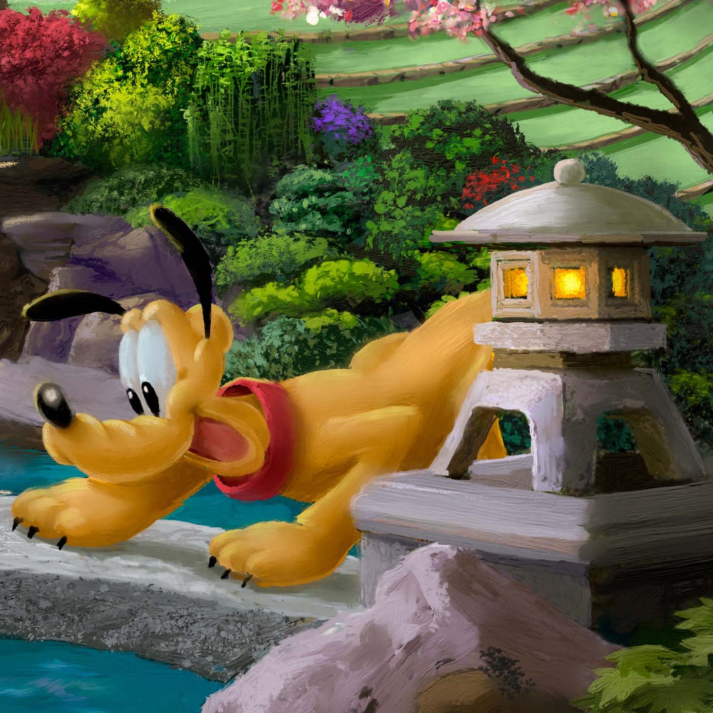 Disney Mickey and Minnie in Japan  - 19.5" x 23.5" Disney Vignette (Satin Black Frame)