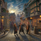 Harry Potter™ Diagon Alley™  - 19.5" x 23.5" Brushstroke Vignette (Satin Black Frame)
