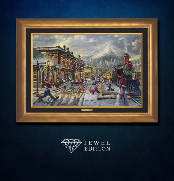 Disney Mickey and Minnie Candy Cane Express - Framed Limited Edition Canvas (JE - Jewel Edition) - 34" x 46"