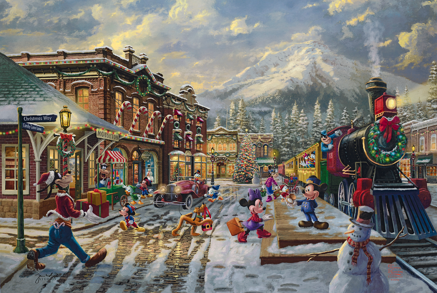 Disney Mickey and Minnie Candy Cane Express - Framed Limited Edition Canvas (JE - Jewel Edition) - 34" x 46"
