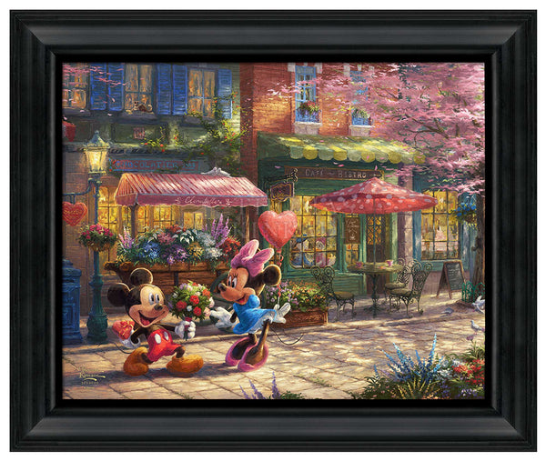 Mickey and Minnie - Sweetheart Café - 19.5" x 23.5" Disney Vignette (Satin Black Frame)