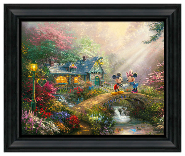 Disney Mickey and Minnie Sweetheart Bridge  - 19.5" x 23.5" Disney Vignette (Satin Black Frame)