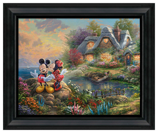 Disney Mickey and Minnie Sweetheart Cove  - 19.5" x 23.5" Disney Vignette (Satin Black Frame)