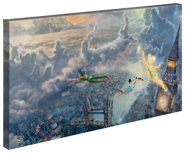 Tinker Bell and Peter Pan Fly to Neverland - 16" x 31" Gallery Wrapped Canvas